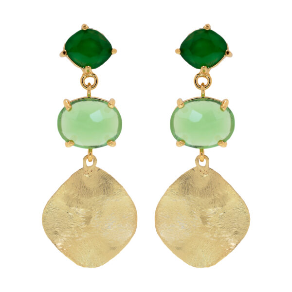 Earring with crystal and handmade plating in 18kts.