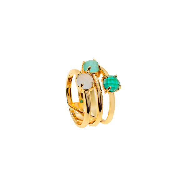 Anillo azul universal adaptable 3 vías con cristal facetado