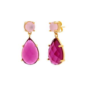 Fuchsia double teardrop earring