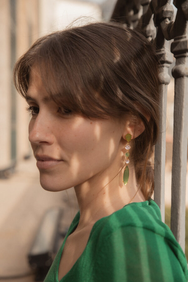 Long blue teardrop earring