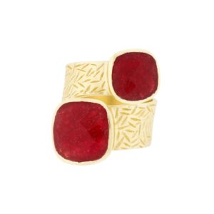 GOLD PLATED RING WITH NATURAL STONE