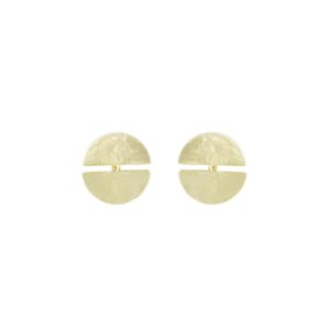 GOLD-PLATED DOUBLE HALF-CIRCLE EARRING WITH HANDMADE FINISH