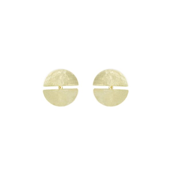 GOLD-PLATED DOUBLE HALF-CIRCLE EARRING WITH HANDMADE FINISH