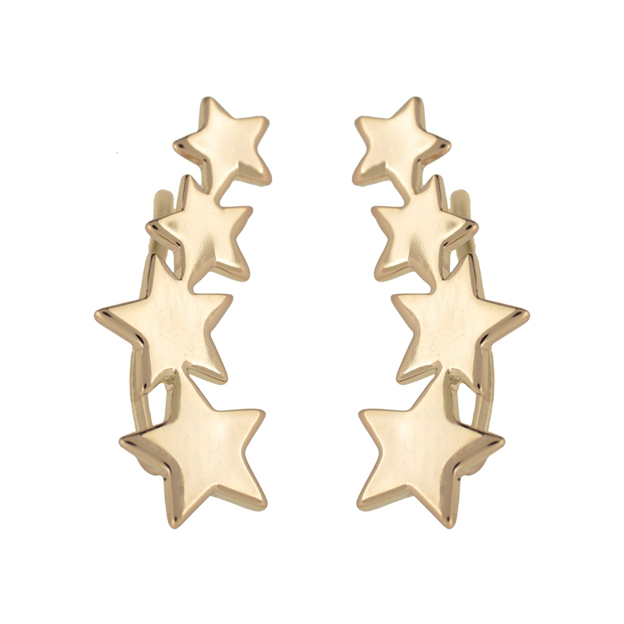 PENDIENTE TREPADORA CON ESTRELLAS CHAPDADO EN ORO