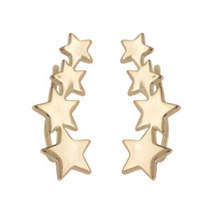climbing earrings , gold plated stars