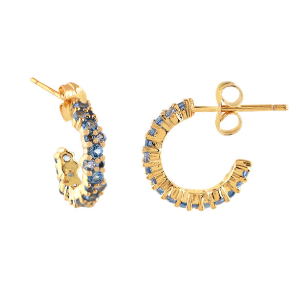 ARO AZUL CON CIRCONITAS CHAPADO ORO