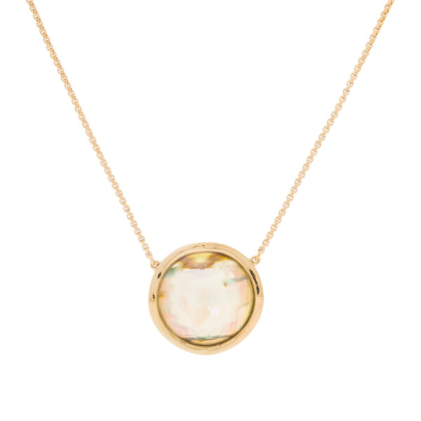 NECKLACE PLATED WITH MOTHER OF PEARL AND FACETED CRYSTAL