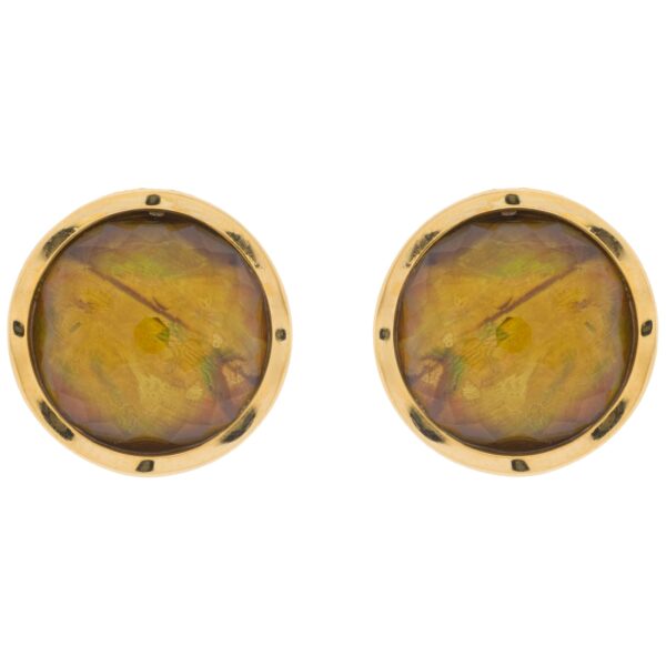 EARRING GOLD PLATED   WITH OMEGA CLOSURE WITH MOTHER OF PEARL AND FACETED CRYSTAL
