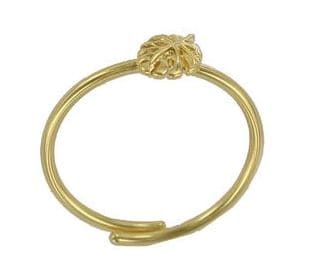 ANILLO TALLA UNIVERSAL HOJA CHAPADO ORO-RODIO