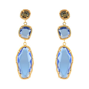 BLUE CEREMONY EARRING WITH FACETED CRYSTAL