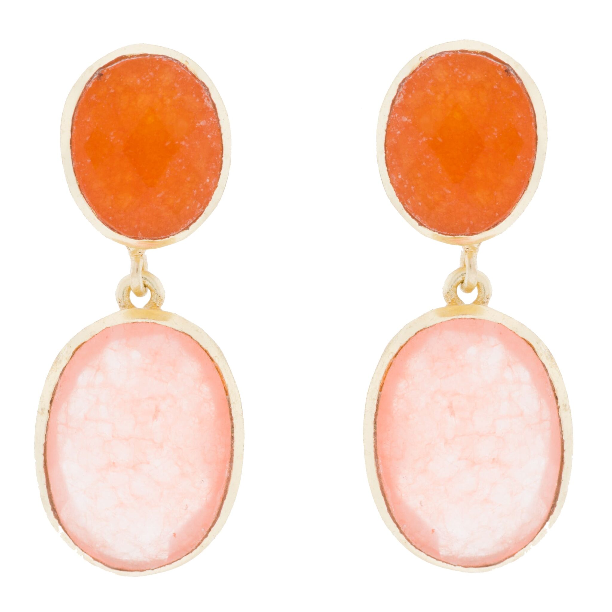 GOLD-PLATED NATURAL STONE JADE ORANGE EARRING