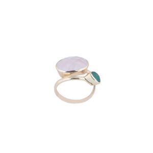 UNIVERSAL RING PLATED GOLD & JADE AND QUARTZ