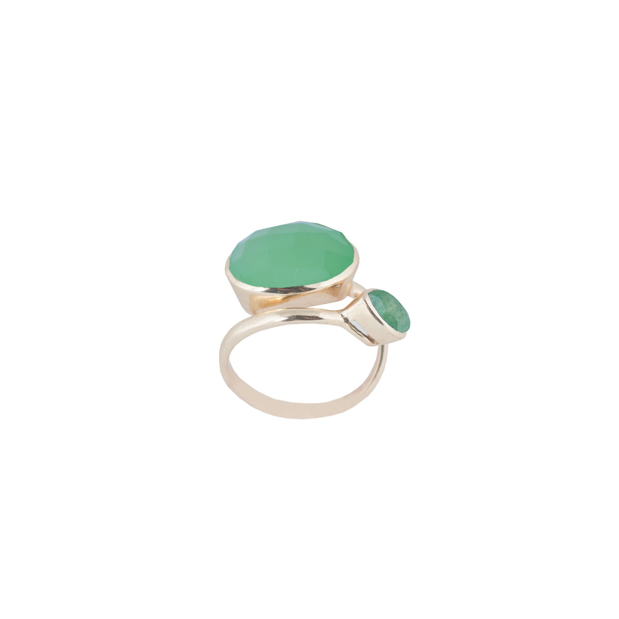 ANILLO UNIVERSAL CHAPADO ORO & AVENTURINA Y PREHNITA