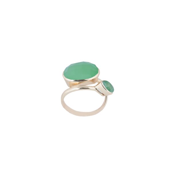 ANILLO UNIVERSAL CHAPADO ORO & AVENTURINA Y PREHNITA