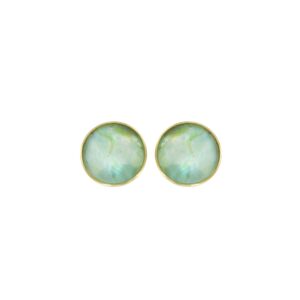 GOLD PLATED MOTHER OF PEARL GOLD PLATED OMEGA CLOSURE BUTTON EARRING 25MM
