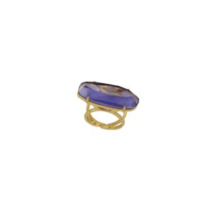 ANILLO CHAPADO IRREGULAR CRISTAL FACETADO