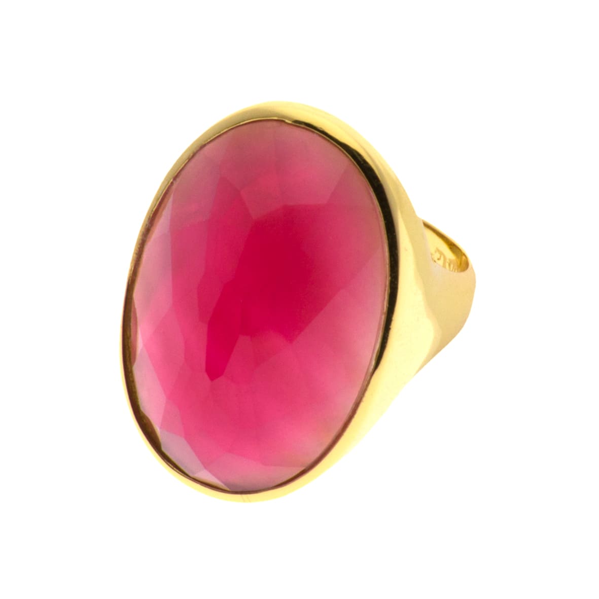 ANILLO OVAL UNIVERSAL CHAPAO CRISTAL Y MADREPERLA ROSA