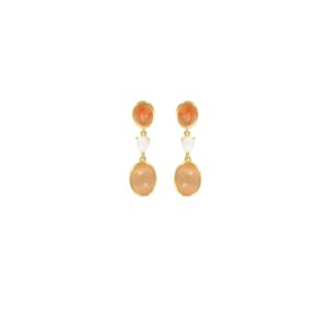 COMBINED EARRING GOLD PLATED CRYSTAL FACETATE ORANGE