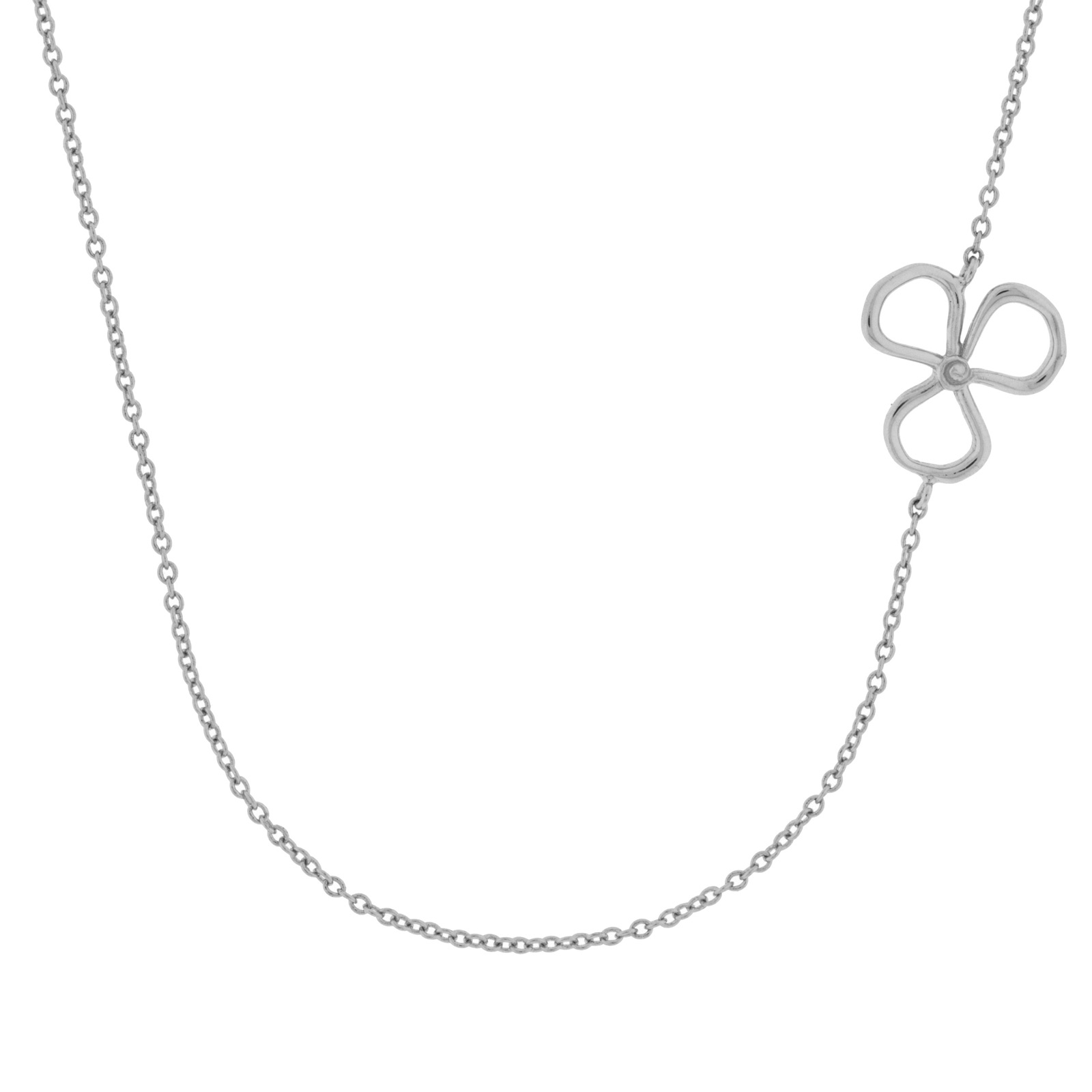 COLLAR PLATEADO CHAPADO RODIO TREBOL 45 CM