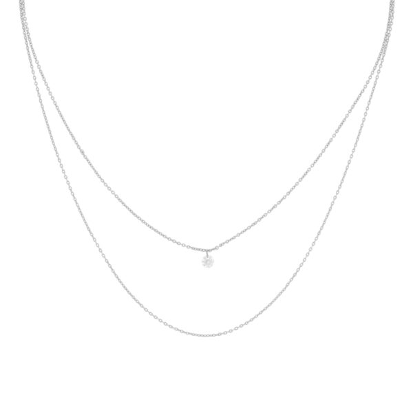 COLLAR PLATEADO COLECCIÓN MINIMAL COLLAR CIRCONITA CHAPADO
