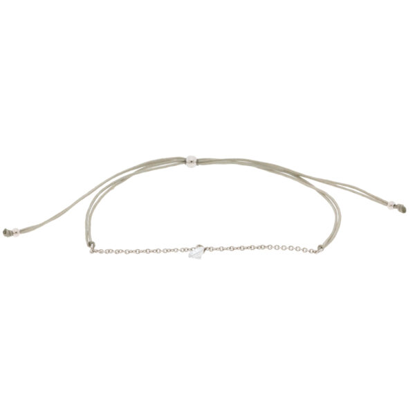 PULSERA PLATEADA COLECCIÓN MINIMAL PULSERA CON CZ Y ALGOD