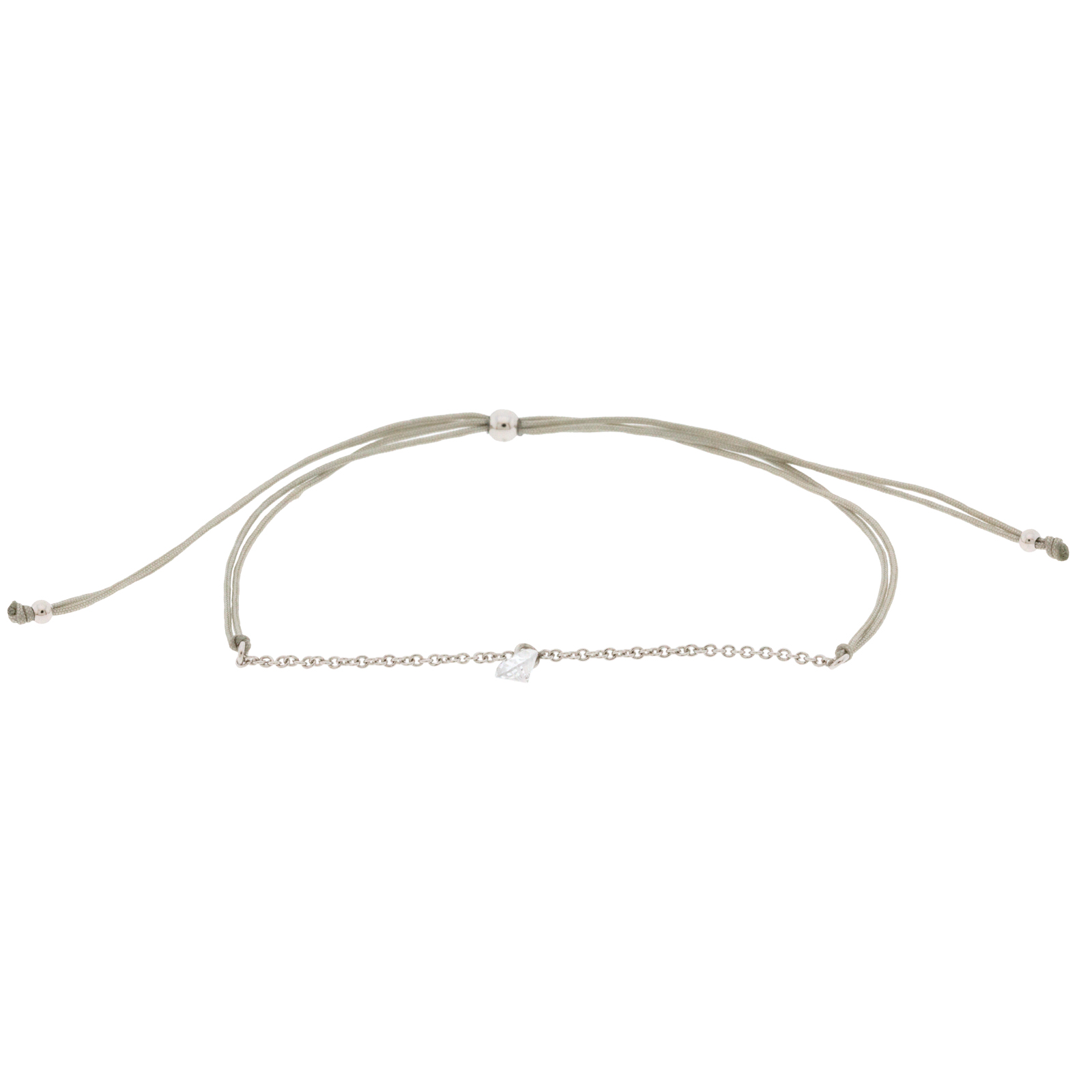 PULSERA PLATEADA COLECCIÓN MINIMAL PULSERA CON CZ Y ALGOD