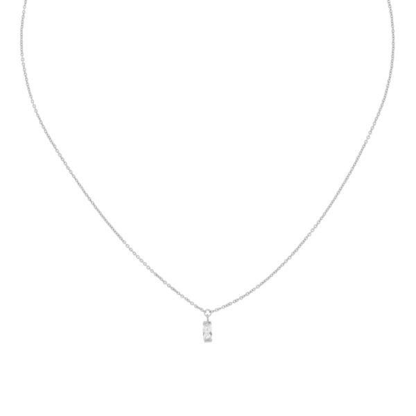 COLLAR PLATEADO CIRCONITA CORTE BAGETTE CHAPADO ORO