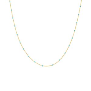 COLLAR AZUL EXTRA LARGO CON ESMALTE TURQUESA CHAPADO ORO