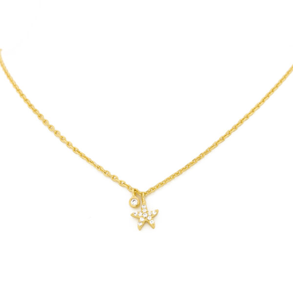 Collar con estrella y circontitas chapado oro