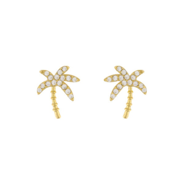 Pendientes mallorca palmera con circonitas chapado oro