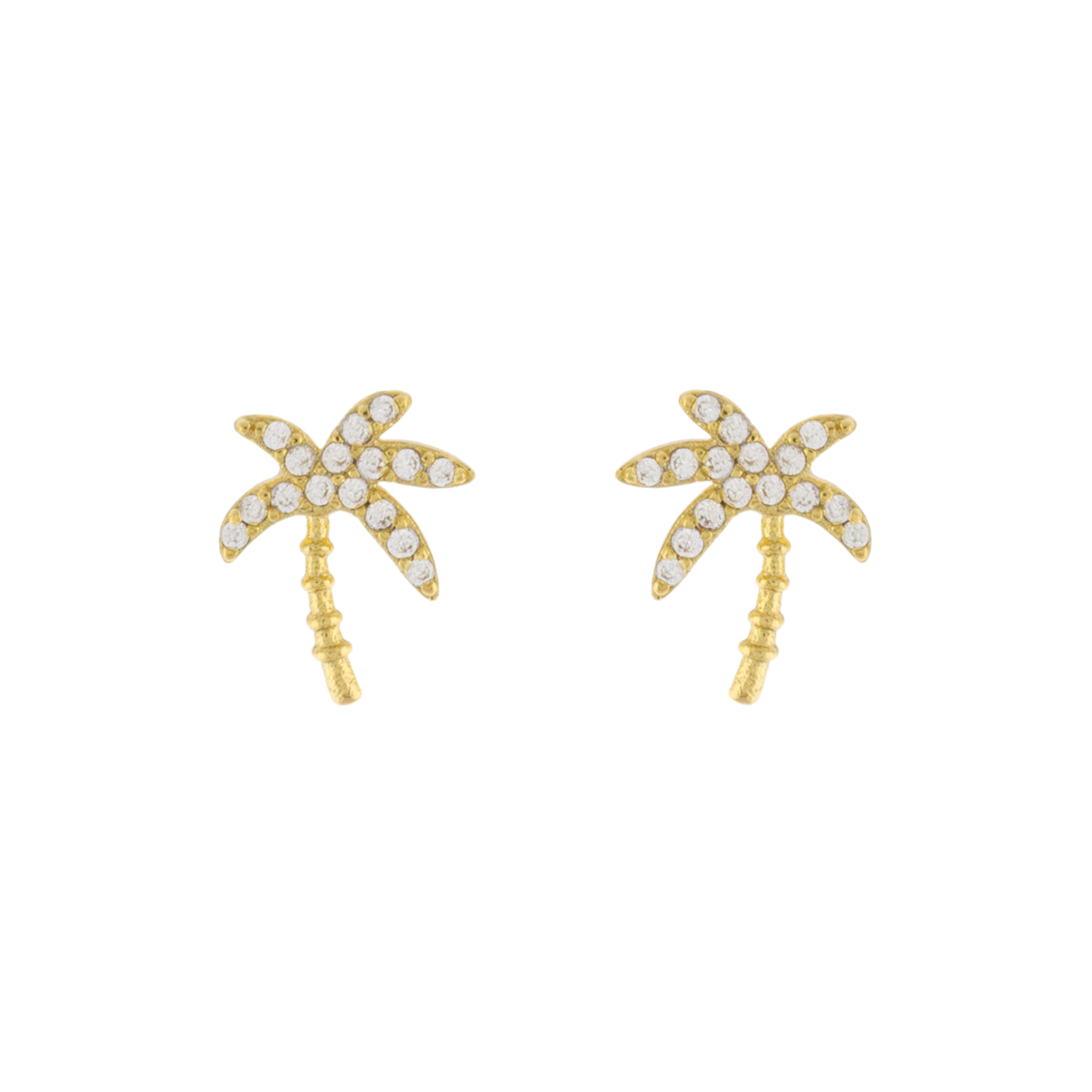 Pendientes mallorca palmera con circonitas chapado oro