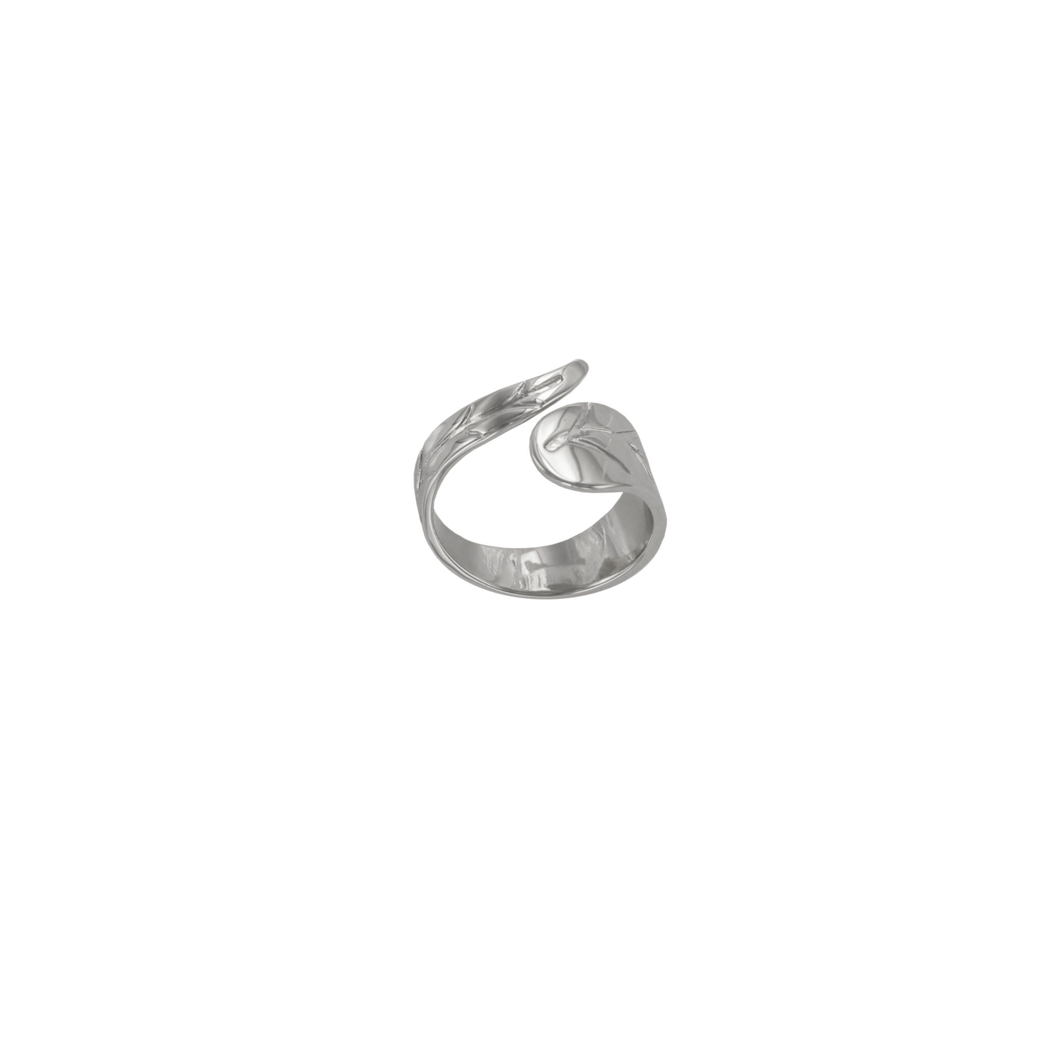 Anillo talla universal hoja rodiado