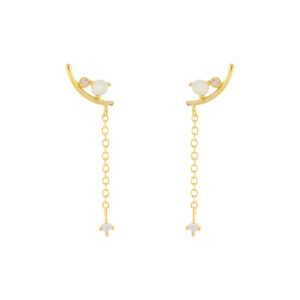Gold-plated zirconia and chain climbing Earring