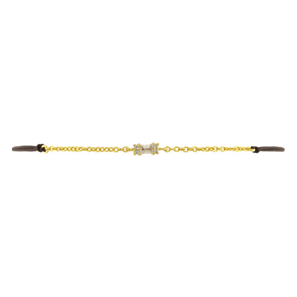 Pulsera regulable chapado oro con circonita corte baguete blanca