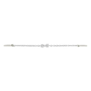 Pulsera regulable con circonita corte baguete blanca rodio