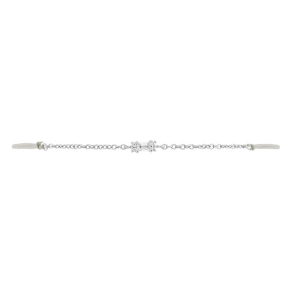 Pulsera regulable con circonita corte baguete blanca rodio
