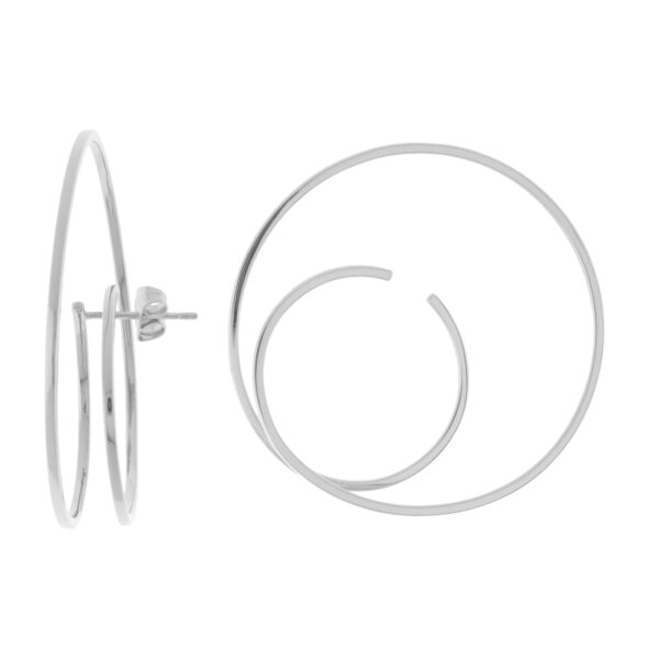 40mm chic double hoop Earring with rhodium finish