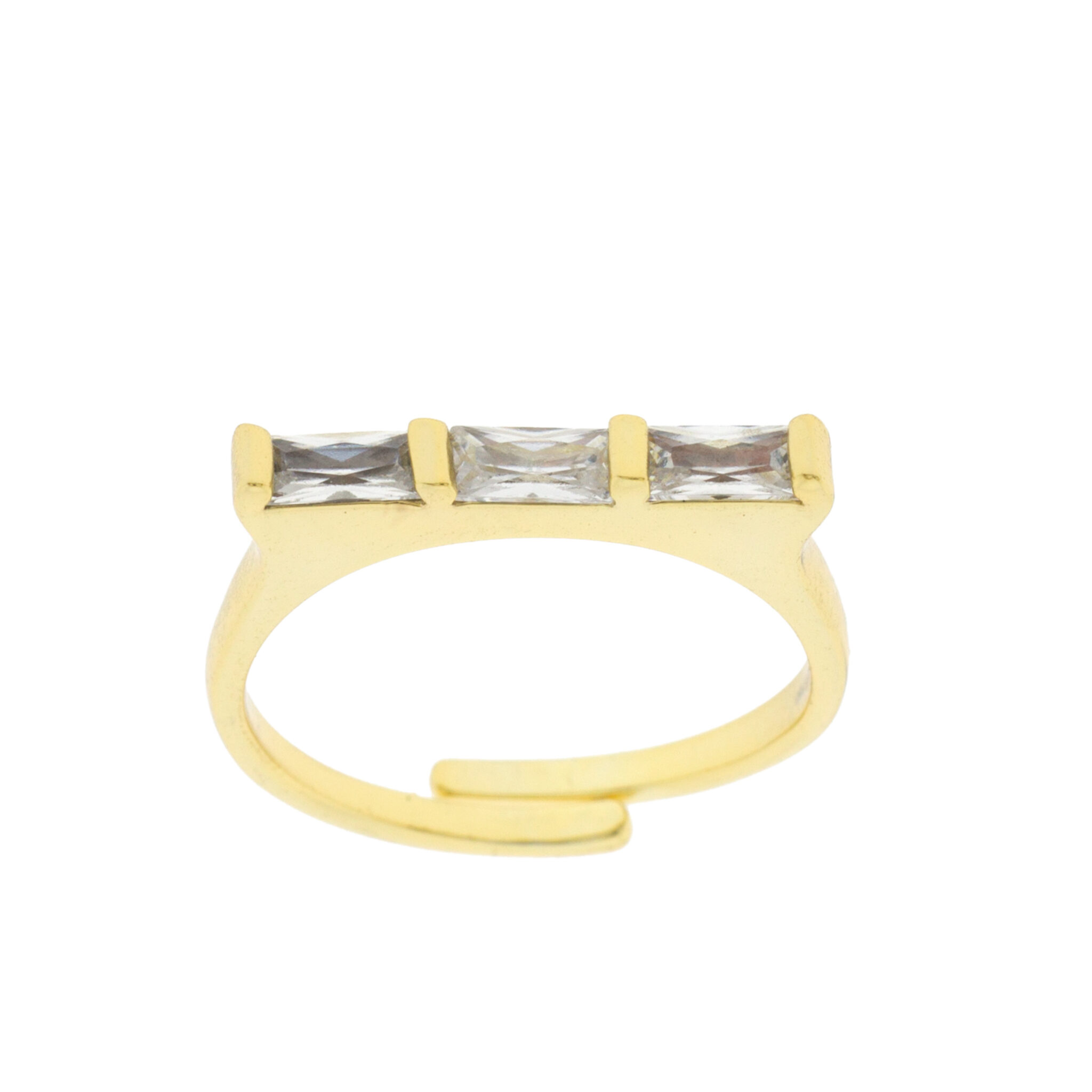 Anillo talla universal con circonitas corte baguette