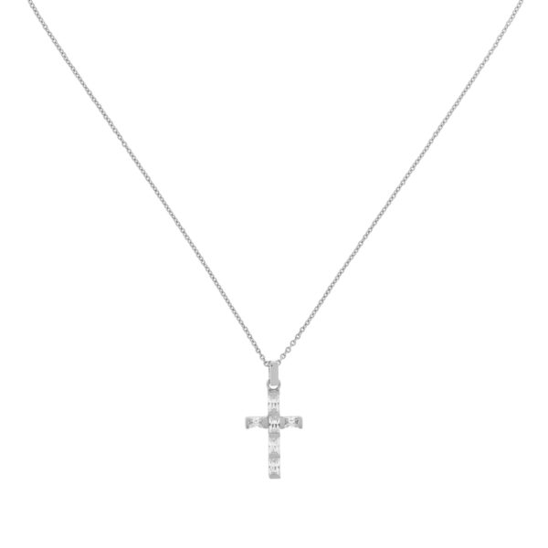 Necklace with cross and baguette cut zircons