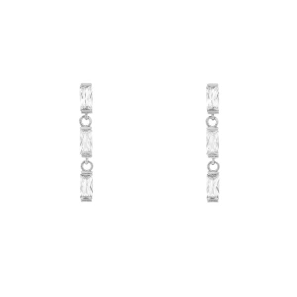 Baguette-cut zirconia earring