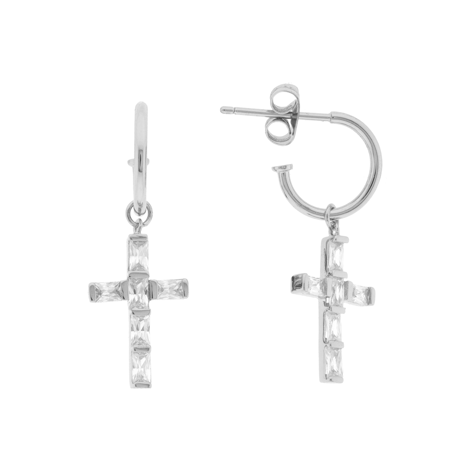 Aro con cruz de circonitas corte baguette