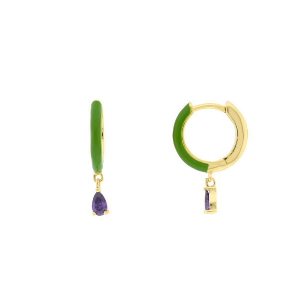 Enameled green hoop and lilac zirconia