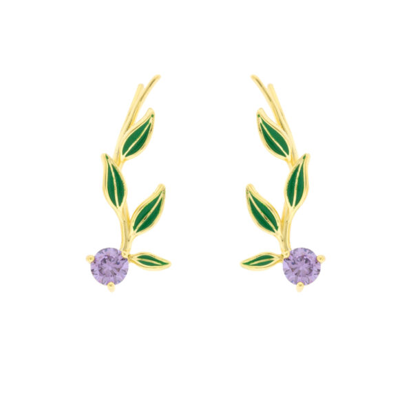Climber Bilyfer blueberry with green enameled leaves and lilac zirconia.