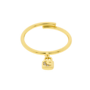 Anillo universal con candado con luna de circonitas