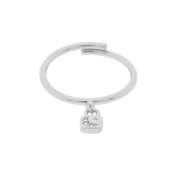 Anillo universal con candado con luna de circonitas