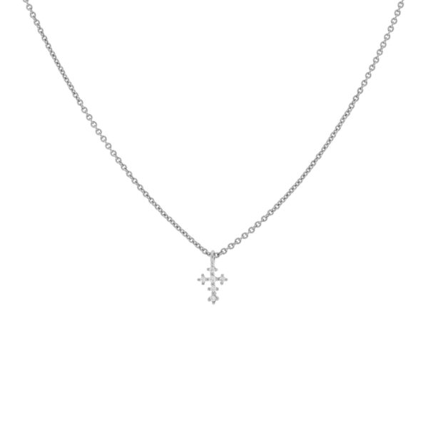Adjustable necklace 38 -45 cross with rhodium-plated zircons