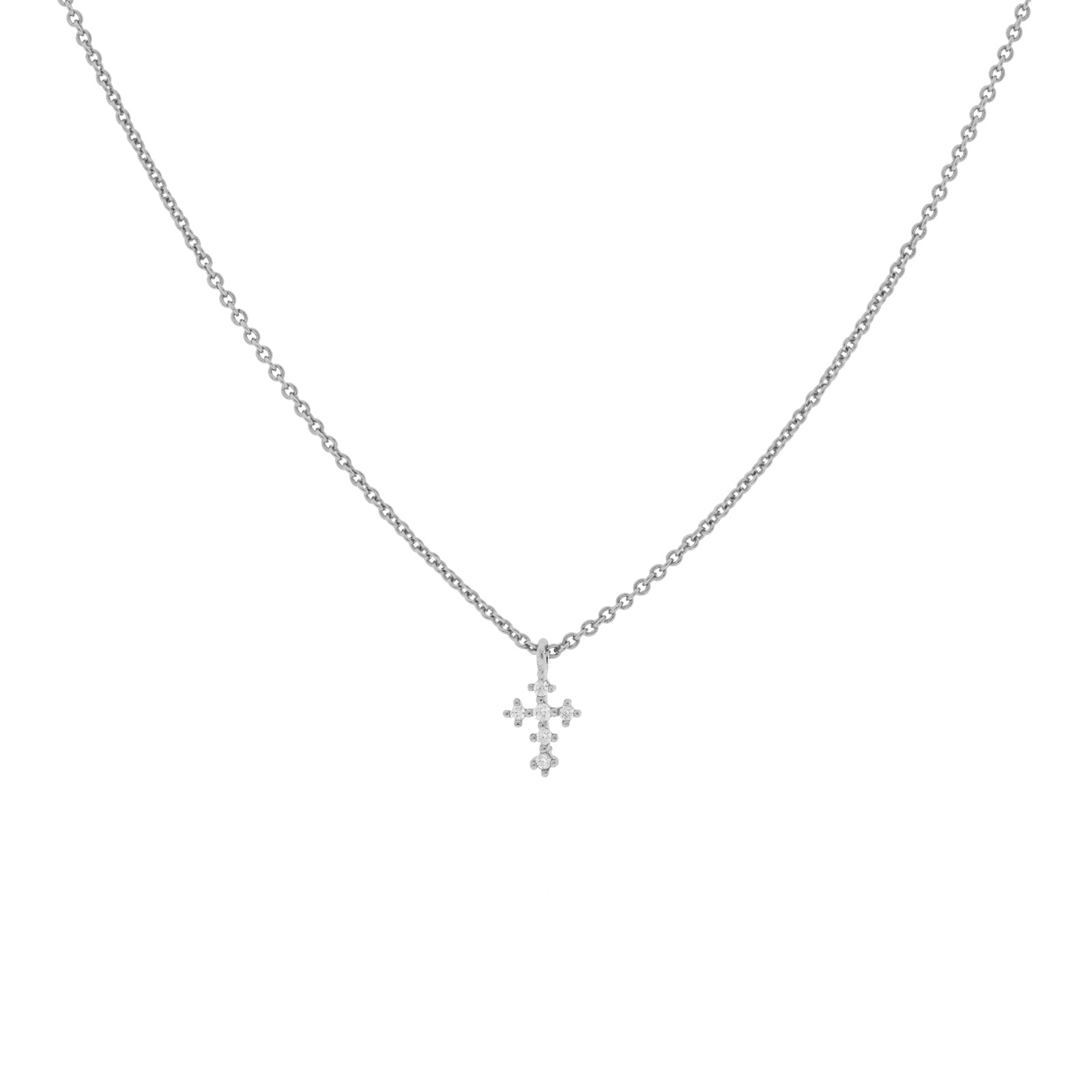 Collar regulable de 38 -45 cruz con circonitas rodiado