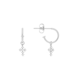 Aro 11mm con cruz de circonitas chapado oro rodiado