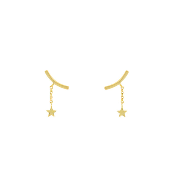Pendiente barca con estrella chapado en oro