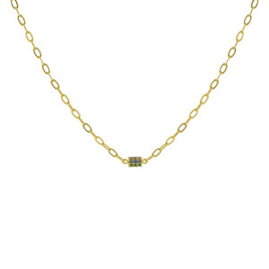 Gold-Plated Cylinder Necklace with Multicolor Zirconias